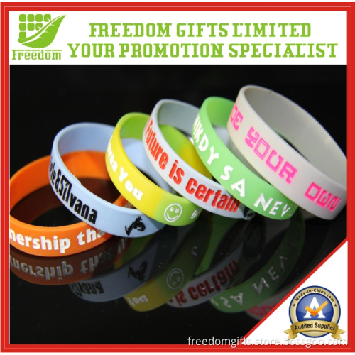 Color Filled Customized Accepted Silicone Bracelet (FREEDOM-SB034)